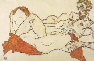 Egon Schiele Recling Male and Female Nude Entwined (mk12) oil painting image